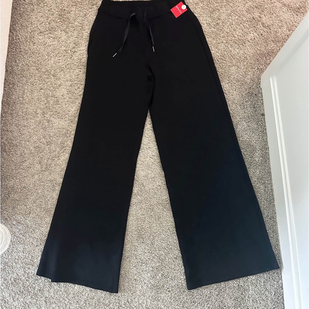 SPANX Black Wide-Leg Pull-On Pants with Drawstring